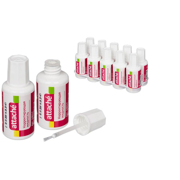 Корректирующая жидкость Attache, основа быстросохнущая, 20 мл, кисточка, Чехия