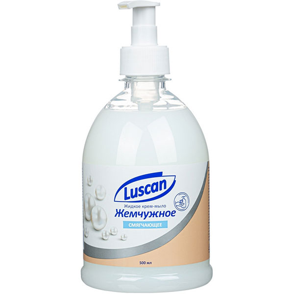 Жидкое крем-мыло, Luscan, "Жемчужное",  500 мл, дозатор, отдушка свежесть, Россия