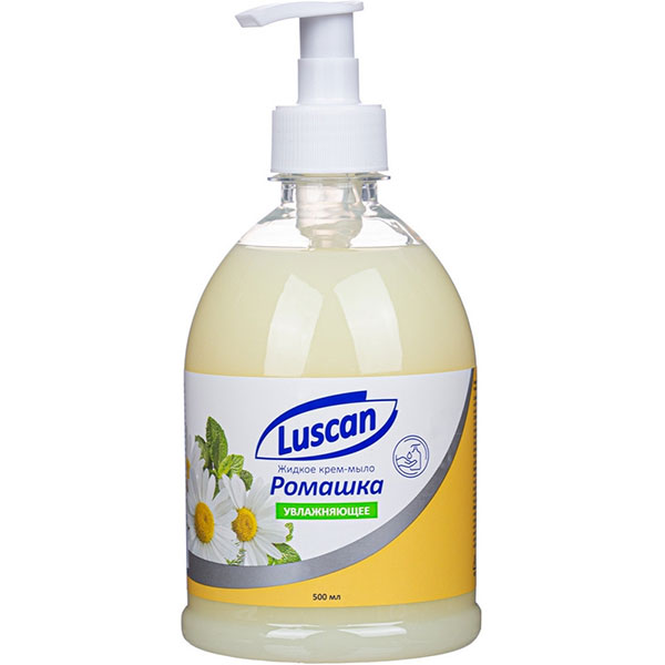 Жидкое крем-мыло, Luscan, "ромашка",  500 мл, дозатор, отдушка цветочная, Россия