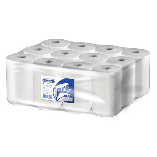 Полотенца бумажные, с центральной вытяжкой, Protissue, "Comfort", M1, 1-сл, 12рул*120м, цвет белый, C194