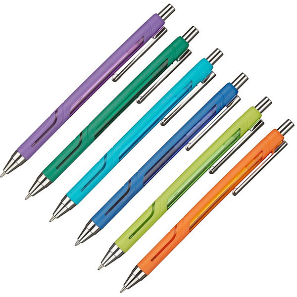 Ручка шариковая автоматическая одноразовая Attache Selection, "Spacecraft", цвет чернил синий, на масляной основе, игольчатый наконечник, толщина линии письма 0,5 мм, корпус прорезиненный пластик, ассорти