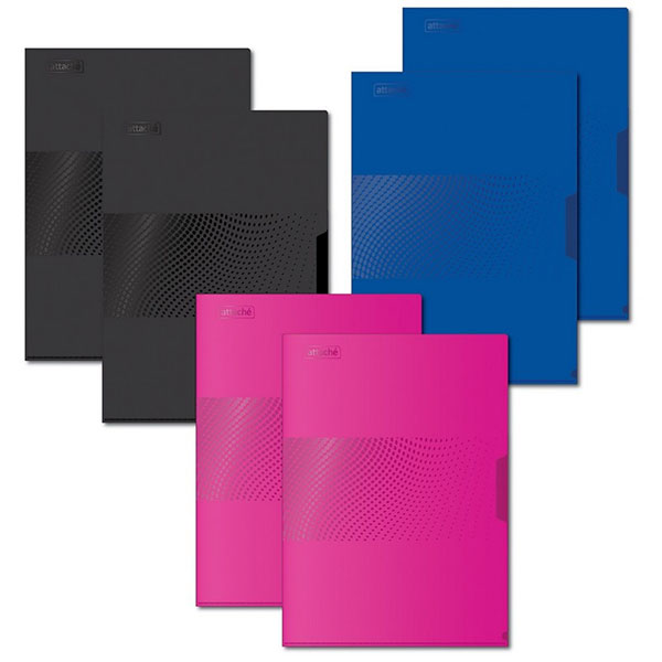 Папка-уголок A4, Attache, "Digital", пл. 180 мкм, в упаковке  6 шт., непрозрачная, цвет ассорти, отделений 1, фактура песок