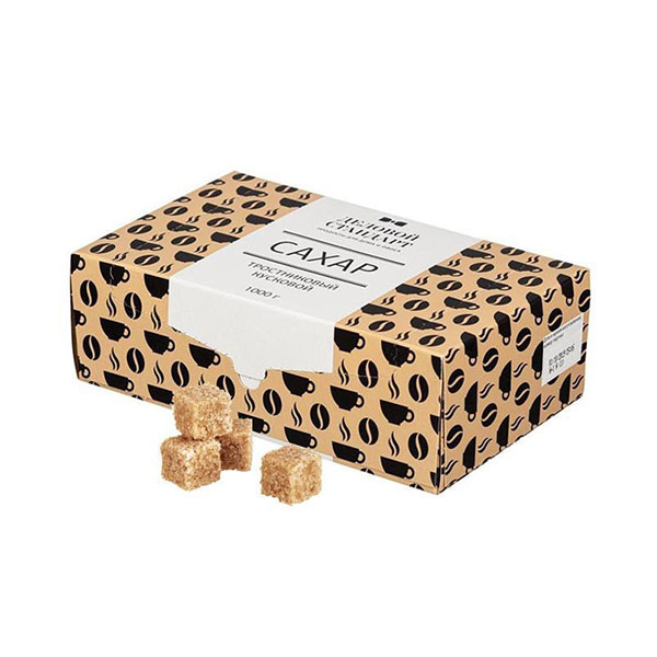 Сахар кусковой нерафинированный, тростниковый, вес 1000 г, Деловой стандарт