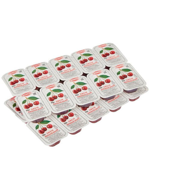 Джем, порционный, Руконт, вишня, 400 г (20 шт. по 20 г), Россия