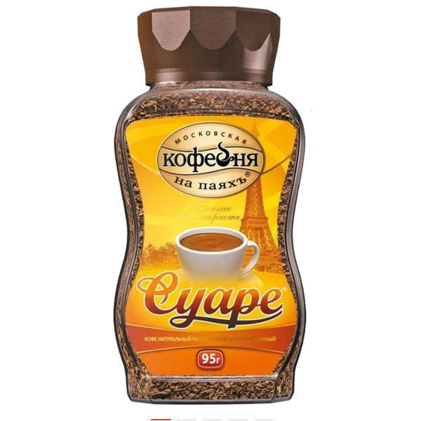 Кофе растворимый МОСКОВСКАЯ КОФЕЙНЯ НА ПАЯХЪ Суаре,   95г, 100% арабика, сублимир., стекл.банка