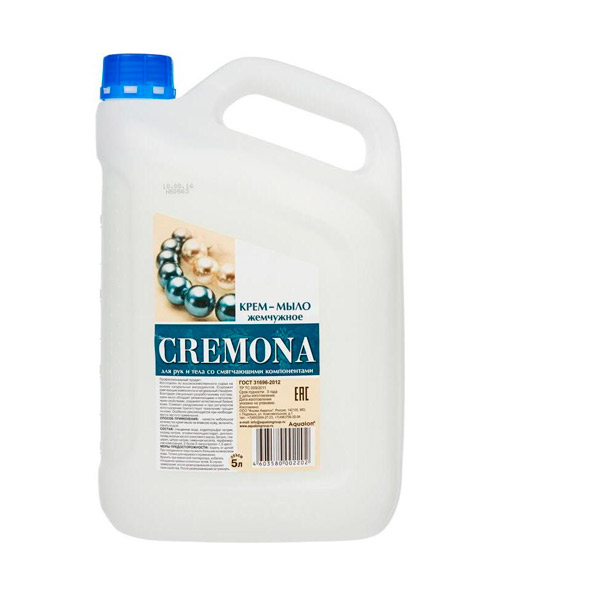 Жидкое крем-мыло, Кремона, "Жемчужное", 5000 мл, отдушка свежесть, Россия