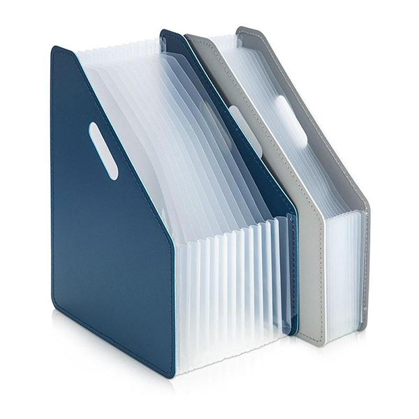 Накопитель вертикальный Deli, пластик, 200 мм, отделений 13, раздвижной, цвет синий, Китай