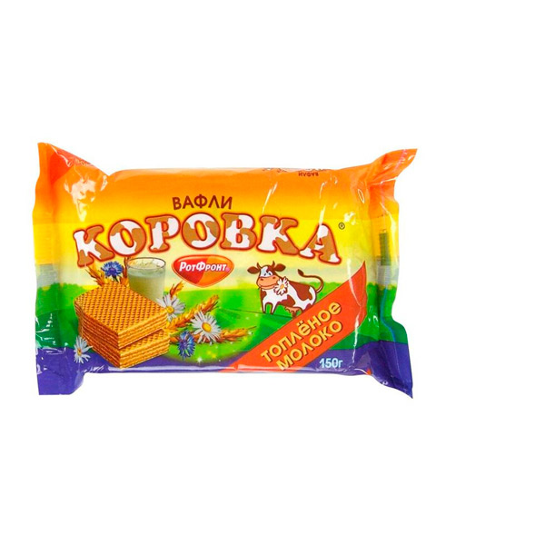 Вафли классические, Коровка, топленое молоко, вес  150 г, Россия