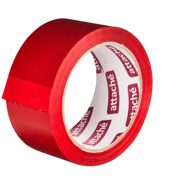 Клейкая лента упаковочная 48 мм*66 м, плотность 45 мкм, цвет красный, Attache, Россия