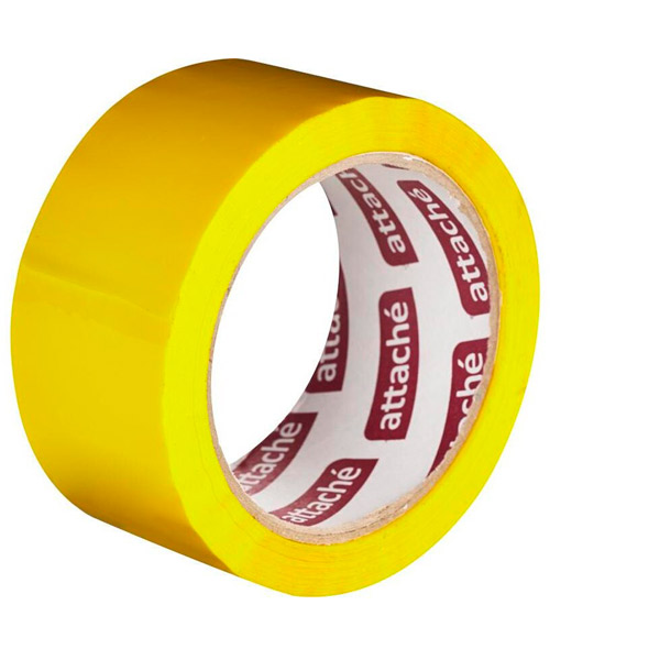 Клейкая лента упаковочная 48 мм*66 м, плотность 45 мкм, цвет желтый, Attache, Россия
