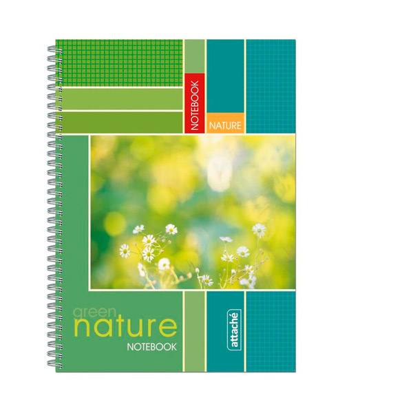 Тетрадь А4 крепление спираль,  80л, клетка, Attache, обложка мелованный картон, цвет рисунок, Россия