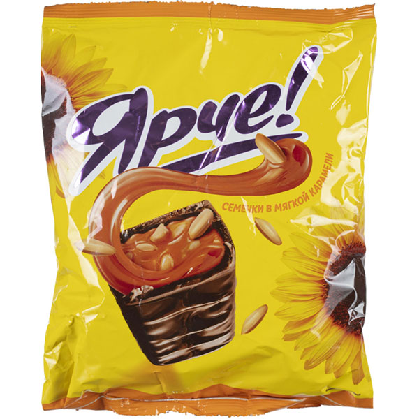Конфеты шоколадные, Ярче!, с семенами подсолнечника, вес  500 г, упаковка флоу-пак, Россия