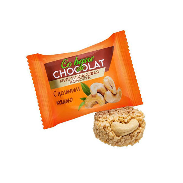 Конфеты мультизлаковые, с кешью и белой глазурью, Co barre de Chocolat, вес 1000 г, упаковка мягкая упаковка, Россия