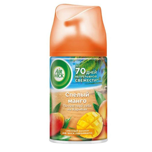 Картридж аэрозольный универсальный ( для систем AIRWICK, GLADE), Air Wick, "Тропические фантазии. Спелый манго", аром. фруктовый, 250 мл