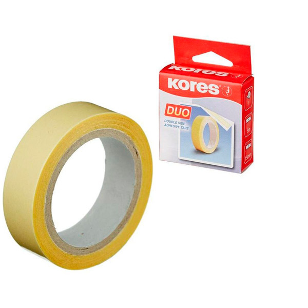 Клейкая лента двусторонняя Kores, цвет прозрачный, Италия