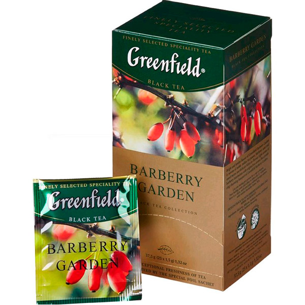Чай пакетированный Greenfield, "Barberry Garden", черный, с барбарисом,  25 пакетиков по 1,5 г, Россия, 0710