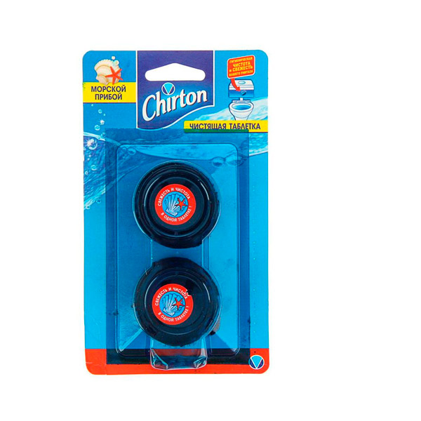 Таблетки для сливного бачка унитаза Chirton, "Морской", 50 г, в упаковке 2 шт., аром. нейтральный