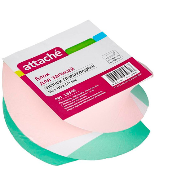 Блок-кубик винтовой блок ассорти, 8*8*5 см, проклеенный, Attache, Россия