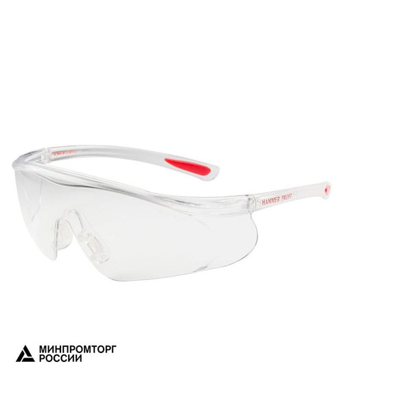 Очки защитные открытые, универсальные, РОСОМЗ, "О55 Hammer Profi", прозрачные, Россия