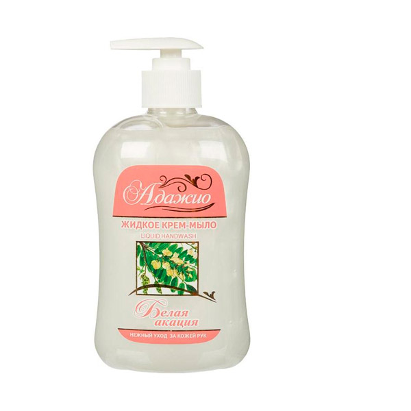 Жидкое крем-мыло, Адажио, "Белая акация",  500 мл, дозатор, отдушка белая акация, Россия