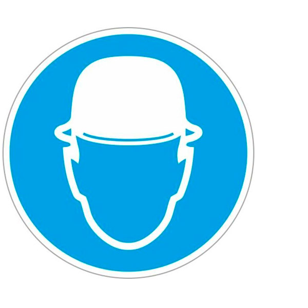 Знак предписывающий, "Работать в защитной каске", диаметр 200 мм, самоклеящаяся пленка ПВХ, ГАСЗНАК, Россия