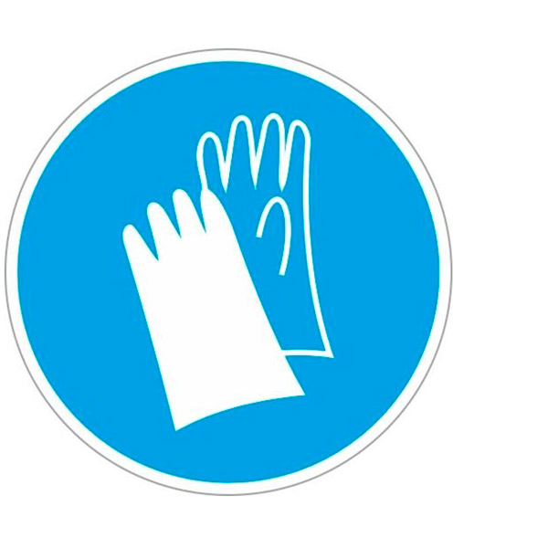 Знак предписывающий, "Работать в защитных перчатках", диаметр 200 мм, самоклеящаяся пленка ПВХ, ГАСЗНАК, Россия