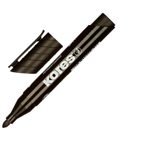 Маркер перманентный круглый, Kores, 20930, толщина линии письма 3 мм, цвет чернил черный