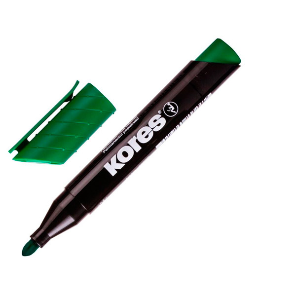Маркер перманентный круглый, Kores, 20935, толщина линии письма 1,5-3 мм, цвет чернил зеленый