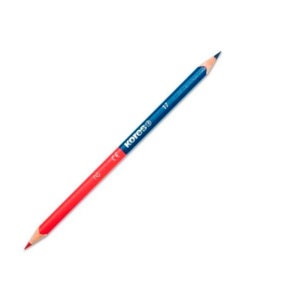 Карандаш двухсторонний Kores, 2 цв., цвет синий/красный, комплект 1 шт., Китай