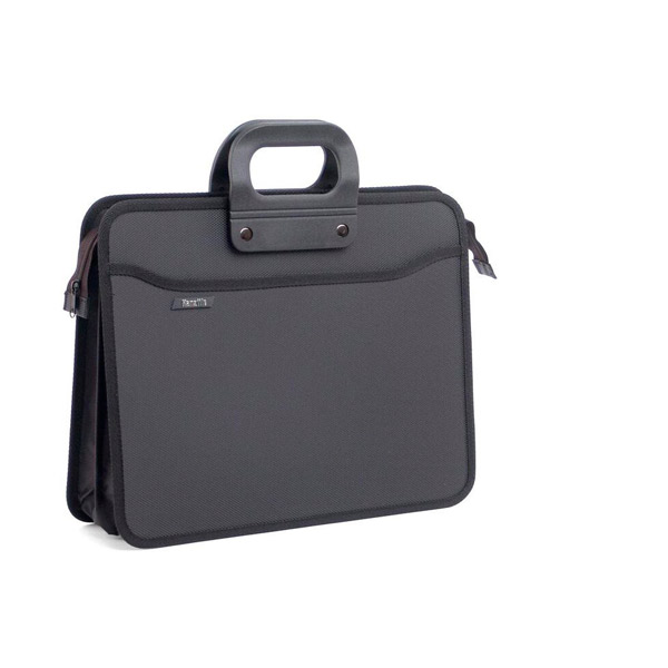 Папка-портфель пластик, A4+, отделений 4, 390х320х120 мм, молния, цвет черный, Россия