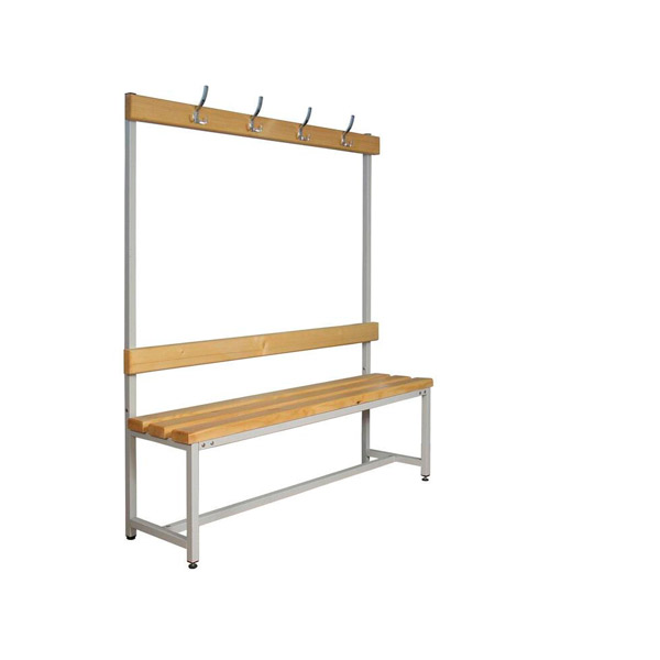 Скамья со спинкой и вешалкой, СКП-1В-1500, 1500*390*1670 мм, металл, натуральное дерево