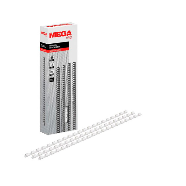 Пружины для переплета пластик, диаметр 6 мм, цвет белый, ProMEGA Office, Китай