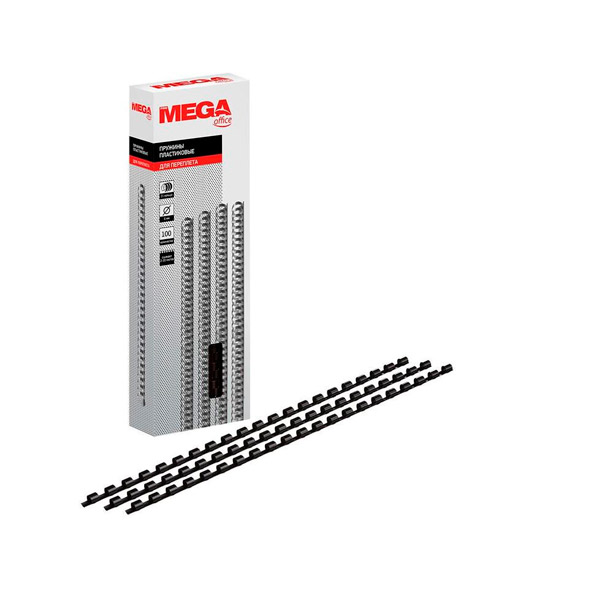 Пружины для переплета пластик, диаметр 6 мм, цвет черный, в упаковке 100 шт., ProMEGA Office, Китай