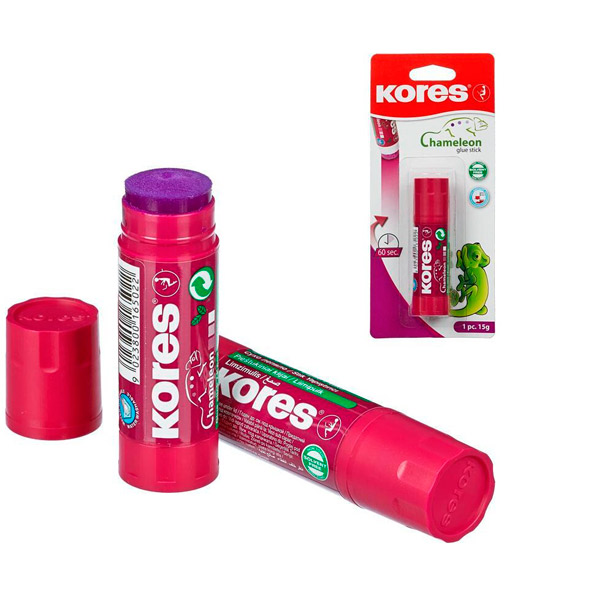 Клей-карандаш 15 г, Kores, "Chameleon", цвет фиолетовый, Чешская Республика