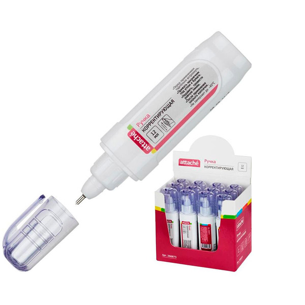 Корректирующая ручка 12 мл, Attache, наконечник металлический, Россия
