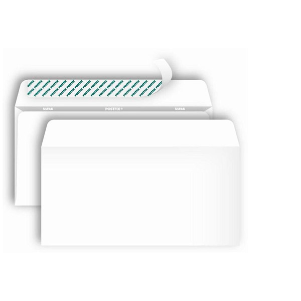 Конверт E65, 1000 шт., 110*220 мм, стрип, внутренняя запечатка, цвет белый, без окна, Bong, Россия