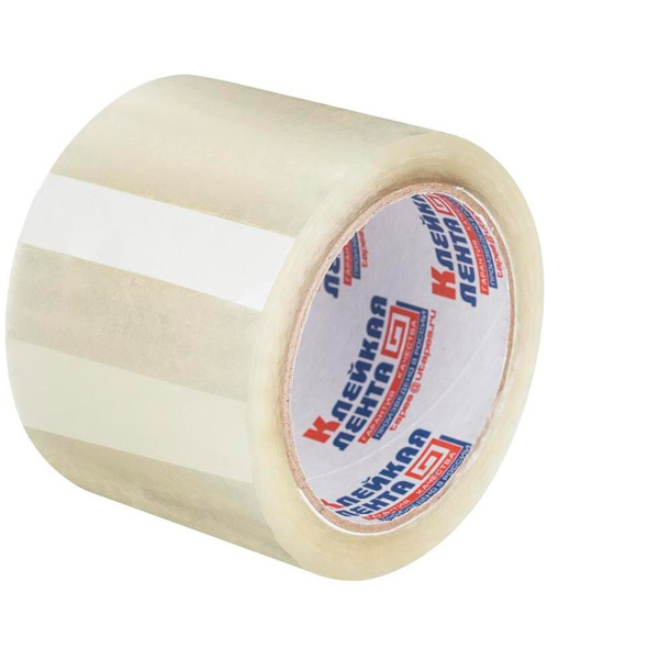 Клейкая лента упаковочная 75 мм*66 м, плотность 47 мкм, цвет прозрачный, Россия
