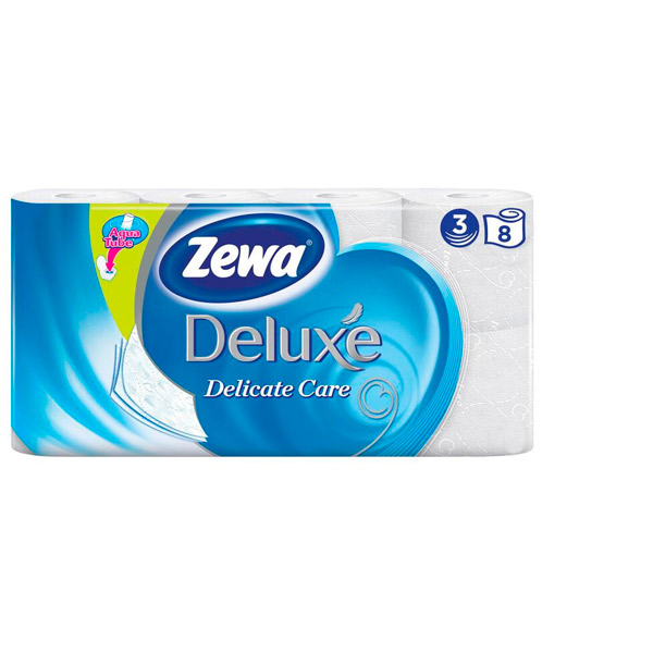 Туалетная бумага 3-сл,  8 рул, Zewa, "Deluxe", 20,7 м, цвет белый, Россия