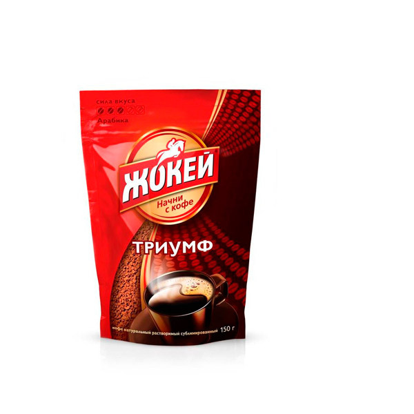 Кофе растворимый, Жокей, вес  150 г, сублимированный, упаковка вакуумная, Россия
