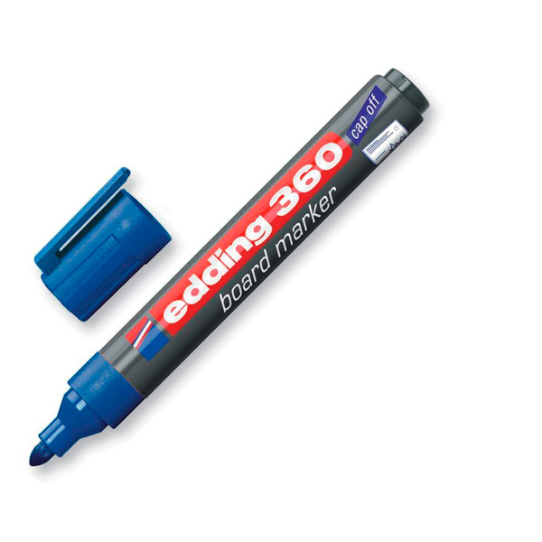 Маркер для белых досок круглый, толщина линии письма 2,2 мм, Edding, e-360/3 cap off, цвет чернил синий, Германия
