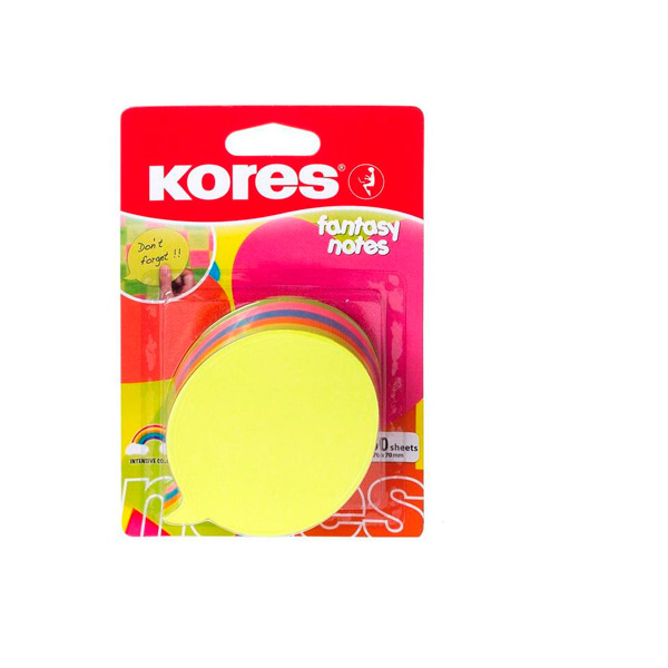 Блок самоклеящийся фигурный 1*250л, 5 цветов, неон ассорти, Kores, "Диалог", Китай