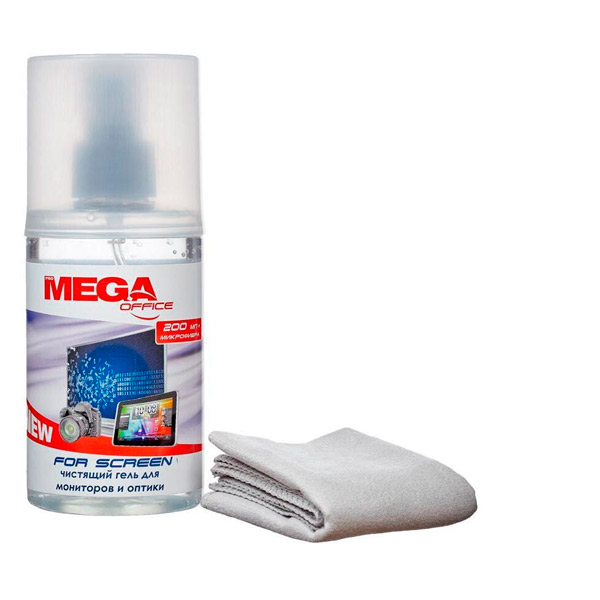 Чистящий набор для мониторов и оптики, ProMEGA Office, (гель 200мл+салфетка), Россия