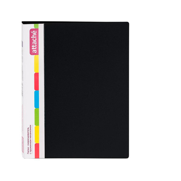 Папка с пружинным скоросшивателем, плотность 700 мкм, Attache, цвет черный, Россия