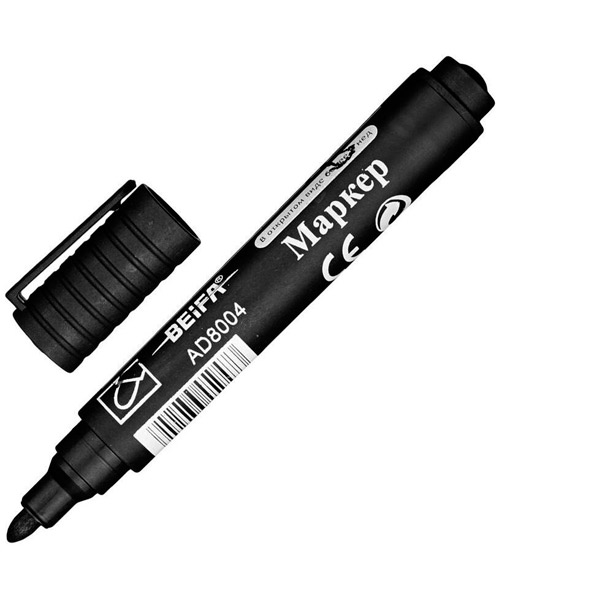 Маркер перманентный круглый, Beifa, толщина линии письма 1,5-3 мм, цвет чернил черный