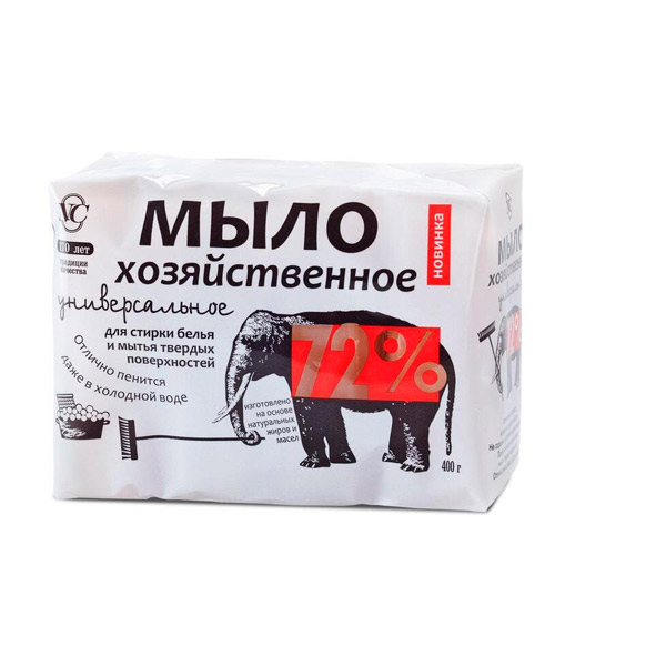 Мыло хозяйственное 400 г, в упаковке 4 шт., Россия