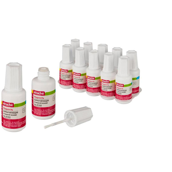 Корректирующая жидкость Attache, основа водная, 20 мл, кисточка, Россия