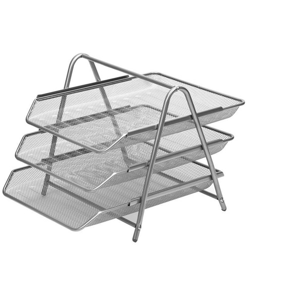 Лоток для бумаг металлический Attache, количество секций 3, цвет серебристый