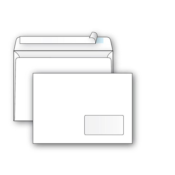 Конверт C5, 1000 шт., 162*229 мм, стрип, правое окно, Ecopost, Россия