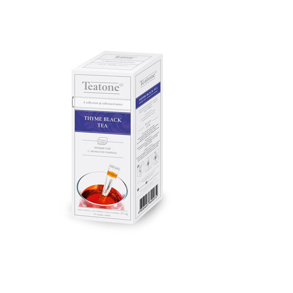Чай пакетированный Teatone, "Thyme", черный, с чабрецом,  15 стиков по 1,8 г, Россия