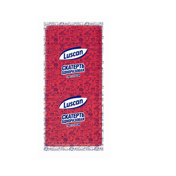 Скатерть одноразовая спанбонд, Luscan, 1-сл, 110*140 см, цвет красный, Россия